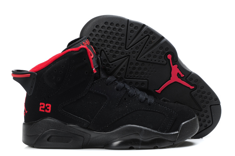Cheap Air Jordan Shoes 6 Black Red For Kids